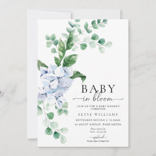 Invitación Hidrangea Azul Bebé Floral En Ducha De Bloom