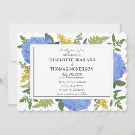 Invitación Hidrangea azul Boda artístico floral moderno