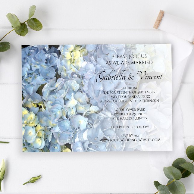 Invitación Hidrangea Azul Boda floral (Subido por el creador)