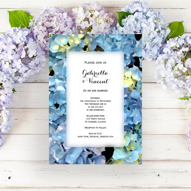 Invitación Hidrangea Azul Boda floral (Subido por el creador)