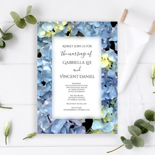 Invitación Hidrangea Azul Boda floral (Subido por el creador)
