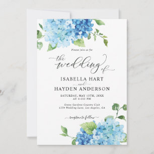 Invitación Hidrangea Azul Claro Todo En Un Boda Floral QR