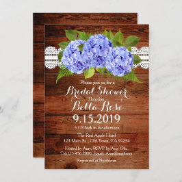 Invitación Hidrangea azul de encaje ruso, ducha de novia invi