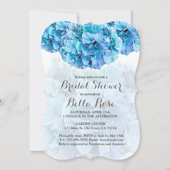 Invitación Hidrangea azul ducha de novia invita a hidrangea3 (Anverso)