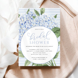 Invitación Hidrangea Azul Flores Marco Círculo Ducha Bridal