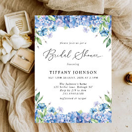 Invitación Hidrangea Azul Moderna Ducha Marítima Floral