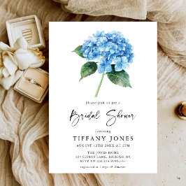 Invitación Hidrangea Azul Moderna Ducha Marítima Floral