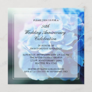Invitación Hidrangea azul púrpura 50 aniversario Boda