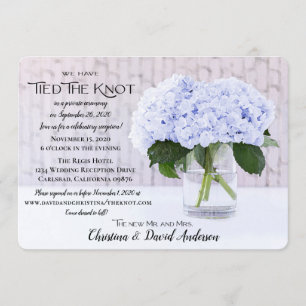 Invitación Hidrangea azul que hemos atado al nudo