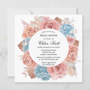 Invitación Hidrangea azul rosa rosa premium Hydrangea Bridal