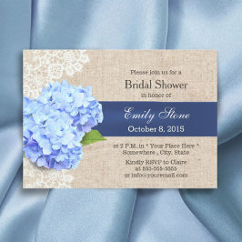 Invitación Hidrangea Azul Rusa Lace & Burlap Bridal Shower