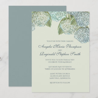 Invitación Hidrangea azul/ Verde sabio