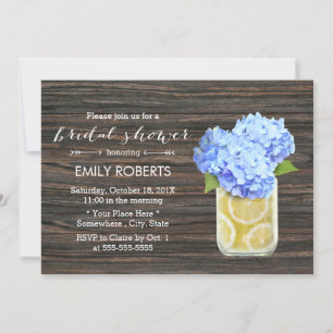 Invitación Hidrangea azul y ducha de novia de león