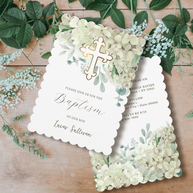 Invitación Hidrangea blanca Bautismo (Subido por el creador)
