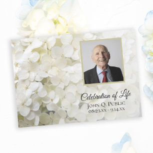 Invitación Hidrangea blanca celebración de la vida