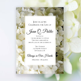 Invitación Hidrangea blanca celebración de la vida