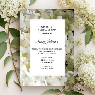 Invitación Hidrangea blanca Flor Ducha de novia