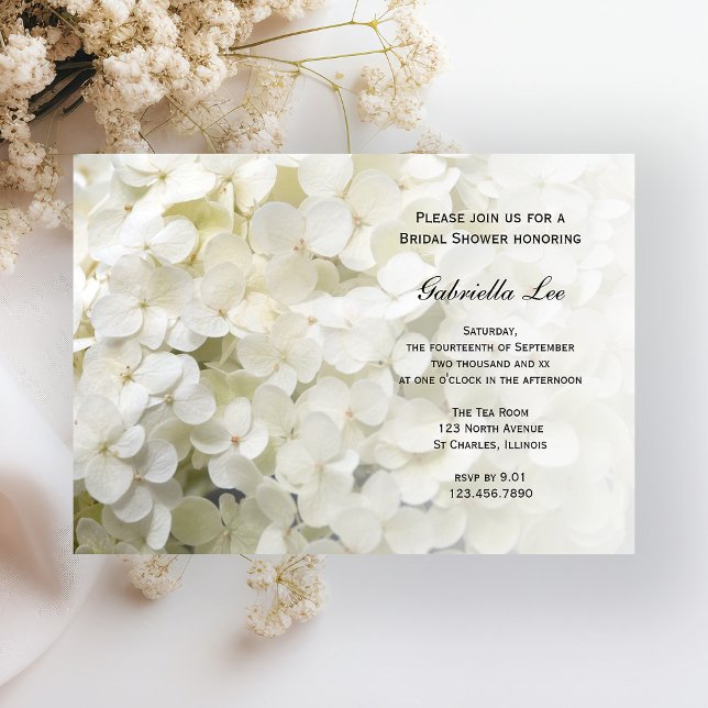 Invitación Hidrangea Blanca Floral Bridal Shower (Subido por el creador)