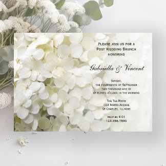 Invitación Hidrangea Blanca Floral Post Boda Brunch
