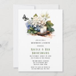 Invitación Hídrangea Blanca Mariposa Bridesmaids Luncheon