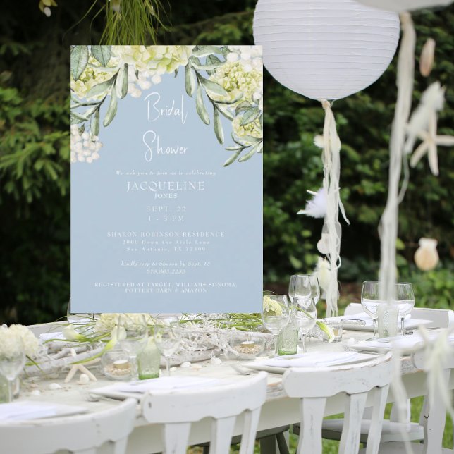 Invitación Hidrangea Blanca Sky Blue Bridal Shower (Subido por el creador)