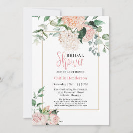 Invitación Hidrangea de flores blancas rosadas Rubor Ducha de