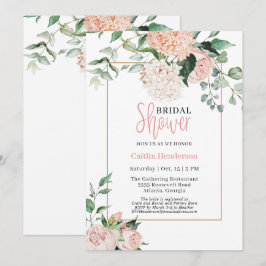 Invitación Hidrangea de flores blancas rosadas Rubor Ducha de