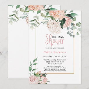 Invitación Hidrangea de flores blancas rosadas Rubor Ducha de
