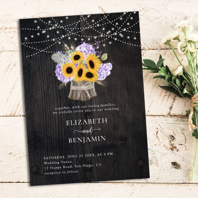 Invitación Hidrangea de girasol rústico Boda elegante de made (Subido por el creador)
