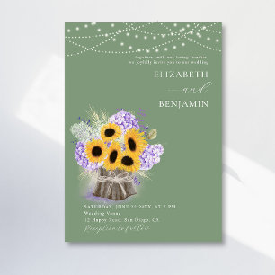 Invitación Hidrangea de girasol rústico Boda verde elegante