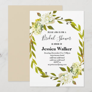 Invitación Hidrangea ducha de novia floral