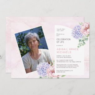 Invitación Hidrangea florece mujer rosa celebración de la vid