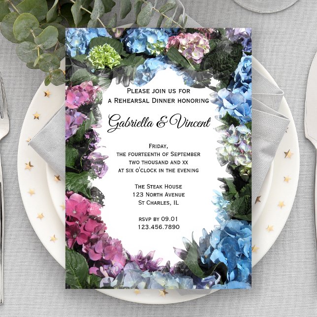 Invitación Hidrangea Flores Boda Ensayo Cena (Subido por el creador)