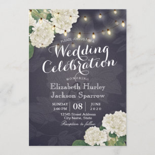 Invitación Hidrangea Flores de cuerda iluminan Boda azul de l