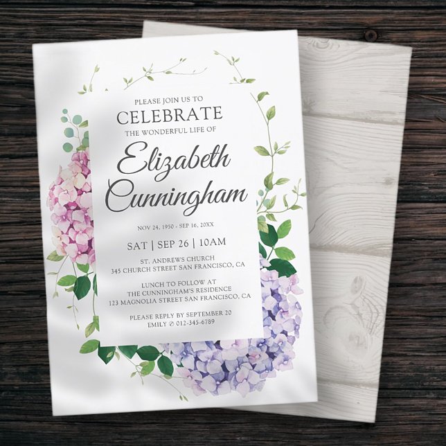 Invitación Hidrangea Flores Foliage Woodsy Monumento Moderno (Subido por el creador)
