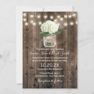 Invitación Hidrangea Flower Mason Jar Rustic Barn Boda