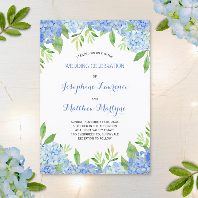 Invitación Hidrangea Hidracusia Boda floral azul (Subido por el creador)