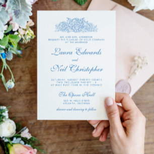Invitación Hidrangea moderna Boda Floral azul turbio
