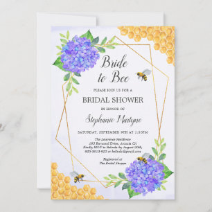 Invitación Hidrangea púrpura geométrica Honey Bee Bridal Show
