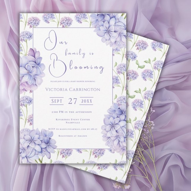 Invitación Hidrangea Púrpura Nuestra familia está floreciendo (Subido por el creador)