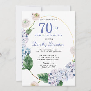 Invitación Hidrangea Rosa 70ª fiesta de cumpleaños