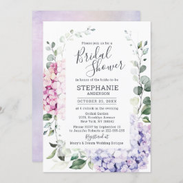 Invitación Hidrangea rosa azul claro Eucalyptus Ducha de novi