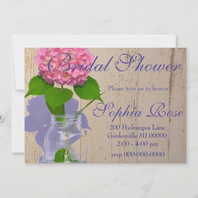 Invitación Hidrangea rosa Flor rosa rosa floral rosa (Anverso)