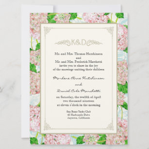 Invitación Hidrangea rosa Lace Floral Elegante Bodas Formales