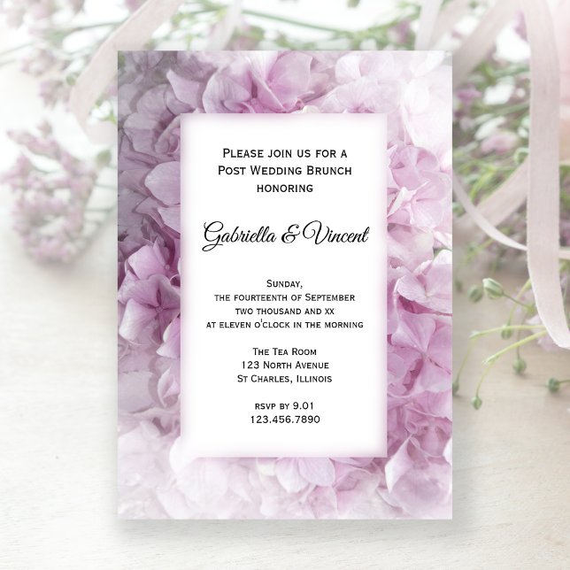 Invitación Hidrangea rosa suave post Boda Brunch (Subido por el creador)