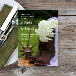 Invitación Hidrangea Rústica Boots Boots Cena de ensayo occid