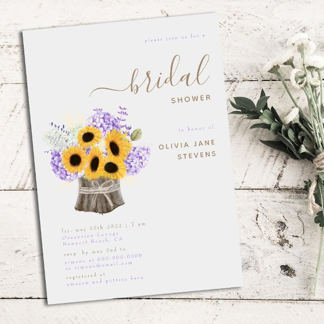 Invitación Hidrangea Rústica Sunflowers Elegante Ducha Bridal (Subido por el creador)
