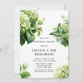 Invitación Hídrangea Verde Mariposa Bridesmaids Luncheon