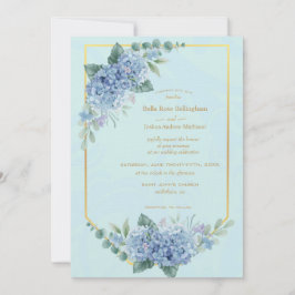 Invitación Hidrangeas azules en Boda de marco en azul