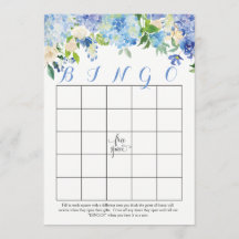 hidrangeas azules Floral Bridal Shower Bingo Cards